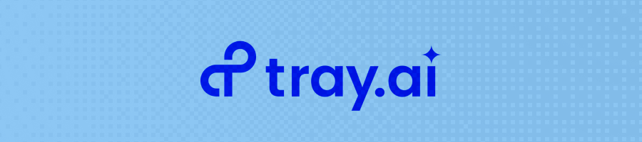 Bàner amb el logotip de Tray.ai per a automatització empresarial d'integracions i alternatives a Zapier