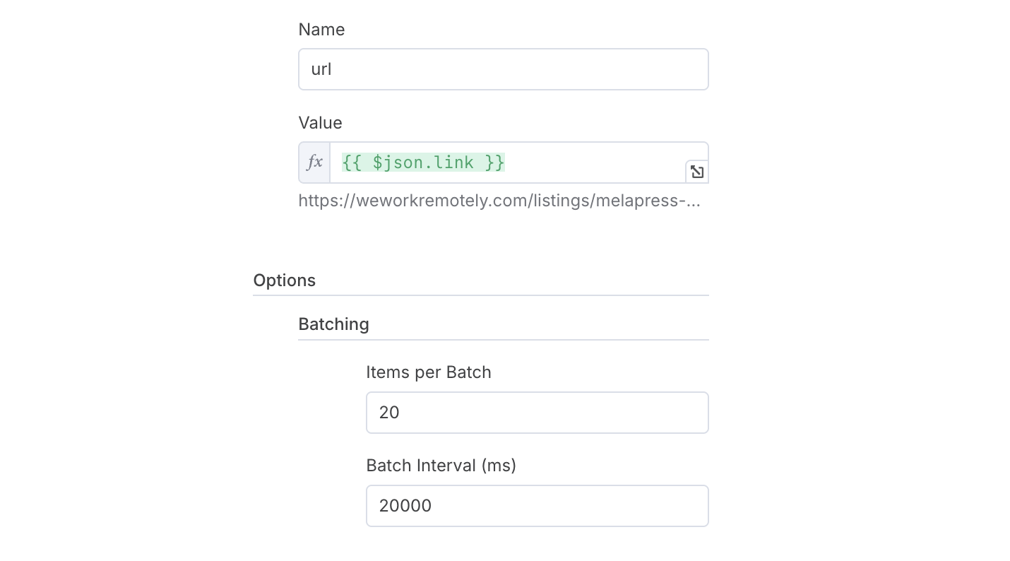 setting url and batching